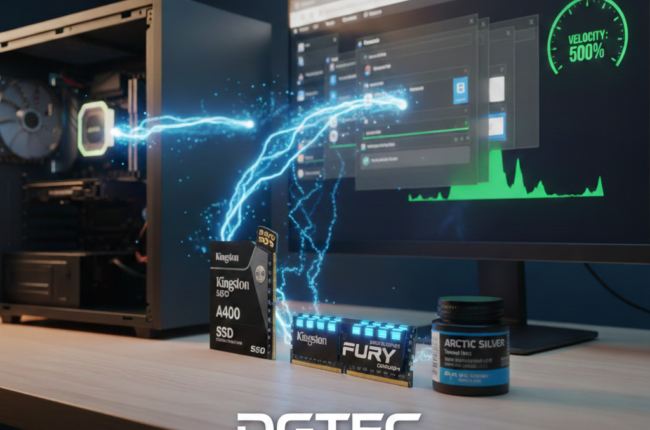 Upgrade de PC com SSD Kingston e Memória Fury na DGTEC Floripa para transformar PC antigo em veloz.